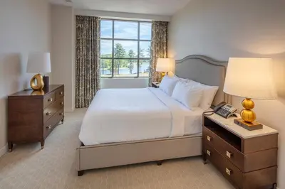 a hotel room with a bed and a window at YO1 Longevity & Health Resorts, Catskills in Monticello