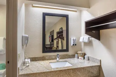 a bathroom with a sink and a mirror at Red Roof Inn Danville, PA in Danville