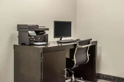 an office with a desk with a computer and a printer at Sleep Inn & Suites of Lancaster County in Mountville