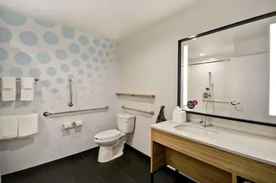 a bathroom with a toilet and a sink at Tru By Hilton Denver, PA in Denver