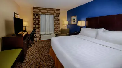 a hotel room with a large bed and a television at Holiday Inn Express Bordentown - Trenton South by IHG in Bordentown