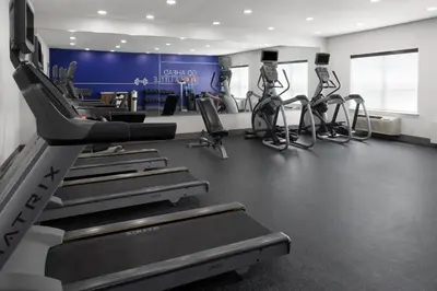 a gym with treadmills and elliptical machines at Holiday Inn Express & Suites Wyomissing by IHG in West Reading