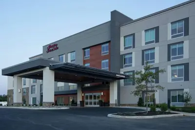 a rendering of the front of a hotel at Hampton Inn & Suites Kutztown, Pa in Kutztown