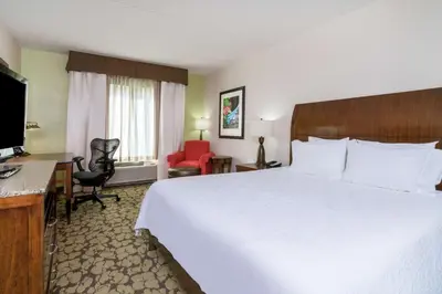 a hotel room with a large bed and a desk at Hilton Garden Inn Valley Forge/Oaks in Oaks