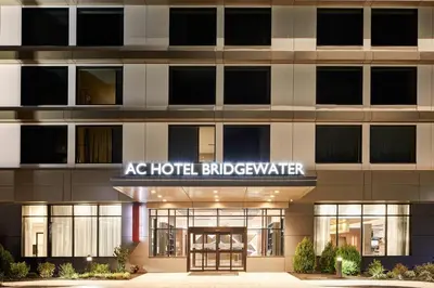an exterior view of a hotel building at AC Hotel by Marriott Bridgewater in Bridgewater
