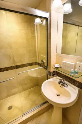 a bathroom with a sink and a shower at Hotel Beacon in New York