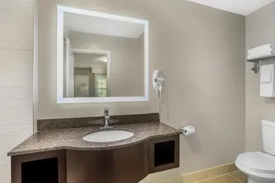 a bathroom with a sink and a mirror and a toilet at Best Western Fort Lee in Fort Lee