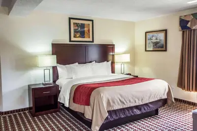 a hotel room with a large bed and two lamps at Comfort Inn Feasterville - Trevose in Trevose