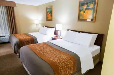 a hotel room with two beds and two lamps at Comfort Inn New Holland Amish Country in New Holland