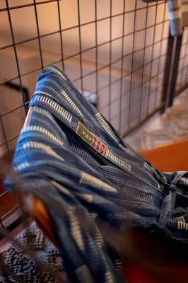 a close up of a suitcase in a cage at Mayor's Study Loft at Kestrel Hotel in Philadelphia
