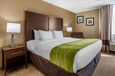 a bed in a hotel room with a large bed at Comfort Inn Edison - New Brunswick in Edison
