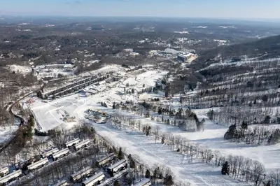 an aerial view of a ski resort in the snow at Northridge 199 in Tannersville