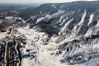 an aerial view of a ski resort in the snow at Northridge 467 in Tannersville
