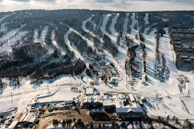 an aerial view of a ski resort in the snow at Camelback 302 in Tannersville