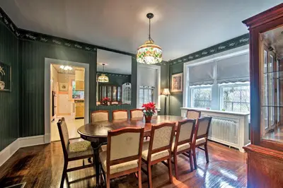 a dining room with a table and chairs at 2 Mi to Reading Pagoda Spacious Home with Deck! in Reading