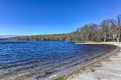a view of the shore of a lake at Walk to Big Bass Lake Family Home with Deck! in Gouldsboro