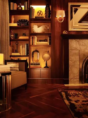 a living room with wood floors and a fireplace at WestHouse Hotel New York in New York