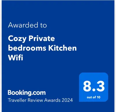 a screenshot of a cell phone with the text upgraded to cozy private bedrooms kitchen at Cozy Private bedrooms Kitchen Wifi in Englewood