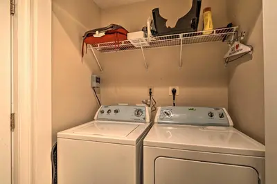 a laundry room with two washer and dryer at 6 Mi to Skiing Family Poconos Home w Decks! in Albrightsville