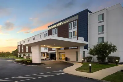a rendering of the front of a hotel with a parking lot at SpringHill Suites by Marriott Voorhees Mt. Laurel/Cherry Hill in Voorhees