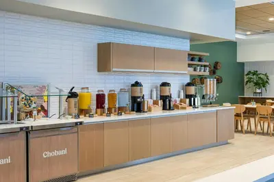 a kitchen with a counter with many different items on it at Element Philadelphia Downtown in Philadelphia