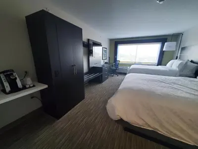 a hotel room with two beds and a window at Holiday Inn Express & Suites - Harrisburg S - Mechanicsburg by IHG in Mechanicsburg
