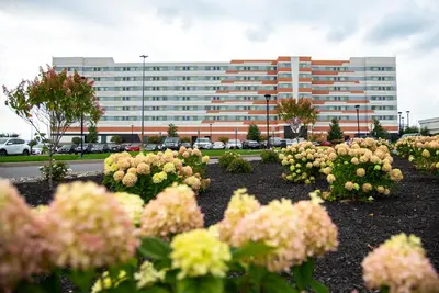 a bunch of flowers in front of a building at Mohegan Pennsylvania Casino Resort - Adults Only in Wilkes-Barre
