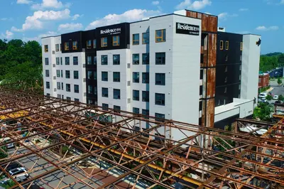 a building with rusty tracks in front of it at Residence Inn By Marriott Philadelphia Bala Cynwyd in Bala-Cynwyd