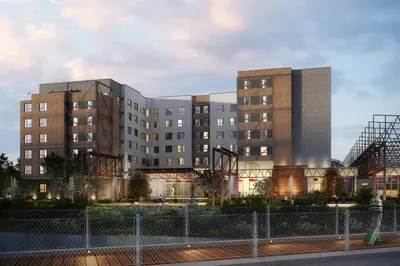 a rendering of a hospital building with a fence at Residence Inn By Marriott Philadelphia Bala Cynwyd in Bala-Cynwyd