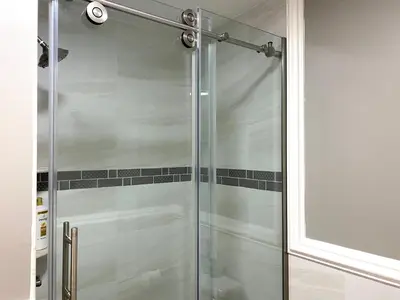 a shower with a glass door in a bathroom at AF Stays - Philadelphia 1212 Mt Vernon St in Philadelphia