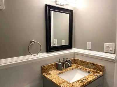 a bathroom with a sink and a mirror at AF Stays - Philadelphia 1212 Mt Vernon St in Philadelphia