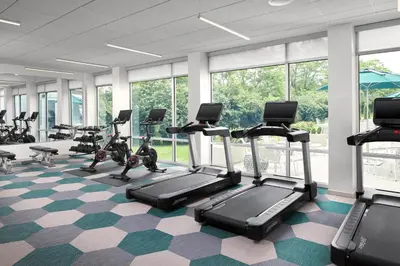 a gym with treadmills and elliptical machines at Element Valley Forge King of Prussia in King of Prussia