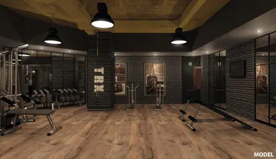 a gym with dumbbells and weights in a room at Riu Plaza Manhattan Times Square in New York