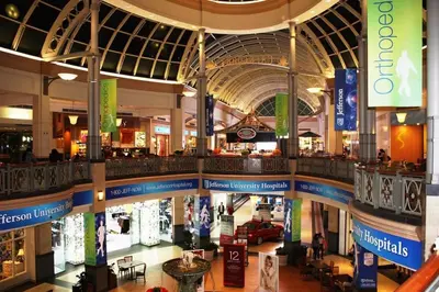 a large shopping mall with a lot of stores at 915CountyLineRoad Luxury Mainline Train Colleges in Bryn Mawr