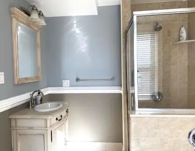 a bathroom with a sink and a shower at AF Stays - Philadelphia 1224 Mt Vernon St in Philadelphia