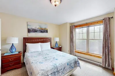 a bedroom with a bed and a window at Northridge 181 in Tannersville