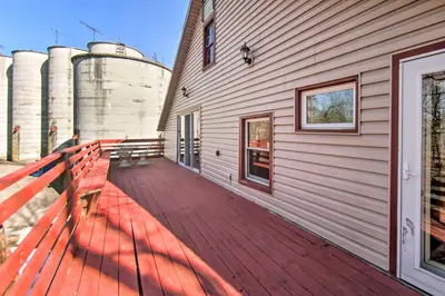 a wooden deck on the side of a building at Creek Access and Deck Runningwater Lancaster Gem in Lancaster