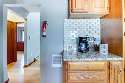 a kitchen with a counter top and a sink at Lake Access and Private Hot Tub at Poconos Home! in White Haven