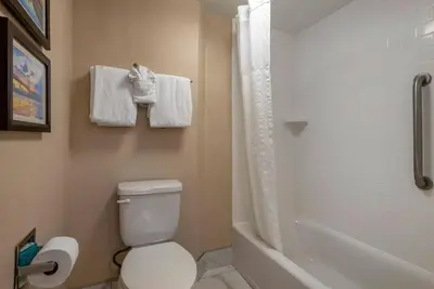 a bathroom with a toilet and a tub and a shower at Comfort Inn Horsham - Philadelphia in Horsham