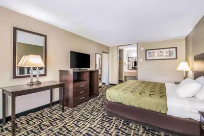 a hotel room with a bed and a television at Quality Inn & Suites York East in York