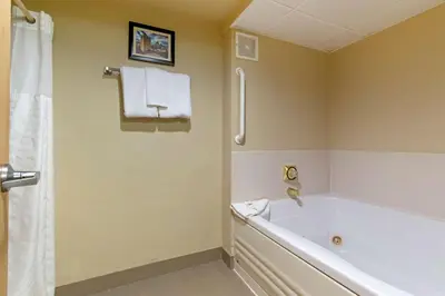 a bathroom with a tub and a shower at Comfort Inn Mechanicsburg - Harrisburg South in Mechanicsburg
