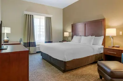 a hotel room with a large bed and a window at Comfort Inn Mechanicsburg - Harrisburg South in Mechanicsburg