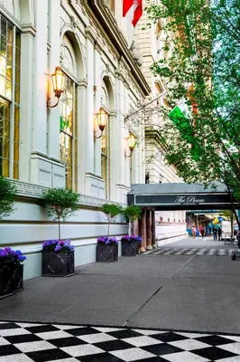 a checkered sidewalk in front of a building at The Pierre, A Taj Hotel, New York in New York