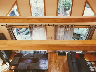a view from above of a room with windows at Sheshequin in Thornhurst