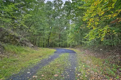 a dirt road in the middle of a forest at Port Jervis Home about 8 Acres with Mountain View! in Port Jervis
