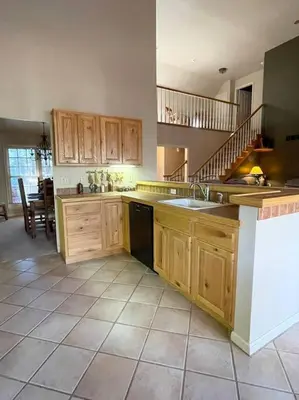 a kitchen with a sink and a dishwasher at NEW Contemporary Chalet 5 Bed/3 Bath in Split Rock in Lake Harmony