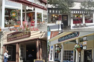 a collage of four pictures of a store at Cottage at Millpond Falls - A Romantic Escape in Warwick