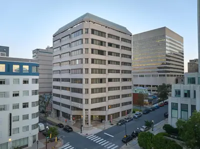 an overhead view of a tall building in a city at Staybridge Suites Wilmington Downtown by IHG in Wilmington