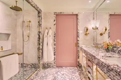 a bathroom with a shower and a sink at Fouquet's New York in New York