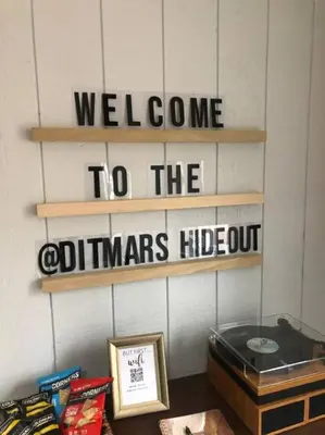 a sign that says welcome to the ohtreens hideout at Pet Friendly Ski Retreat in Lake Community in Locust Lakes Village